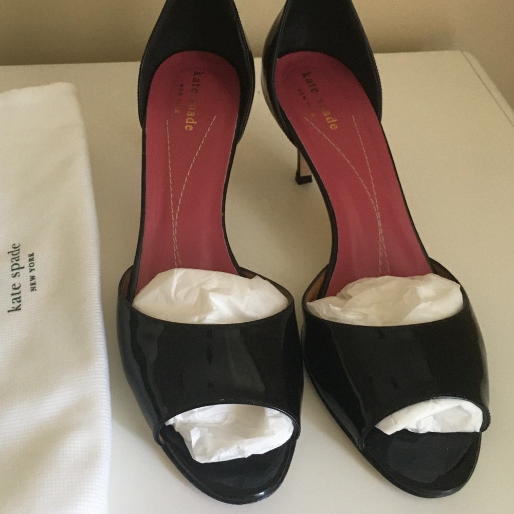 Kate Spade Black Patent Leather Dorsay Heels